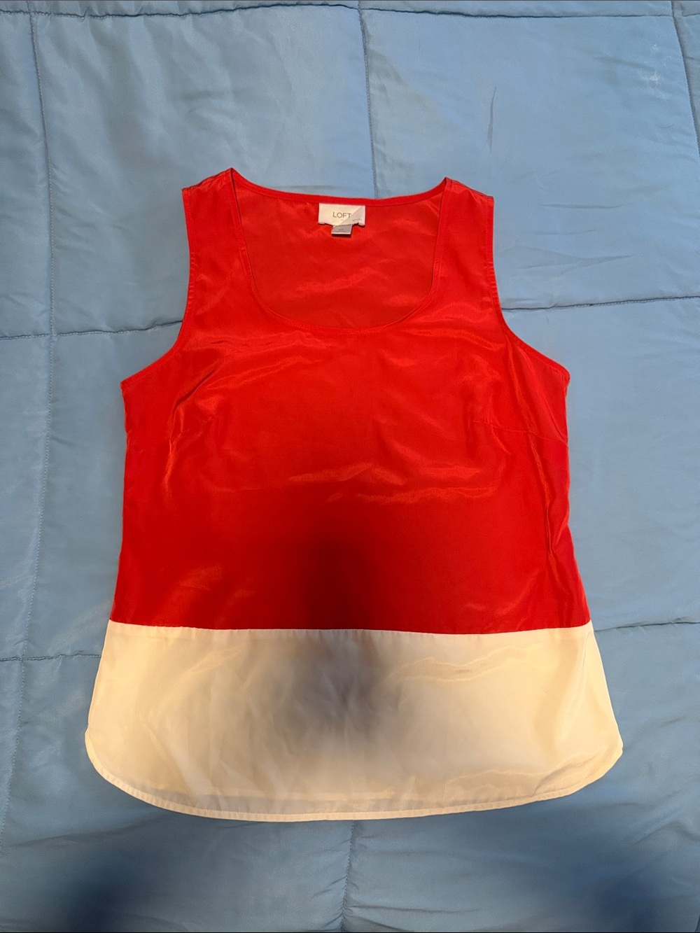 LOFT Red and White Colorblock Tank Top